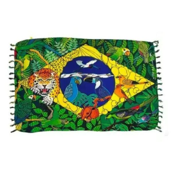 Canga Verano Bandeira do Brasil Fauna 1,80 x 1,15m – 100% Viscose