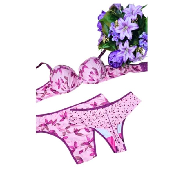 Conjunto de lingeries Floral Viena com 2 calcinhas Diamantes Tam. G - Imagen 2