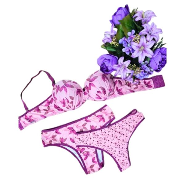 Conjunto de lingeries Floral Viena com 2 calcinhas Diamantes Tam. G