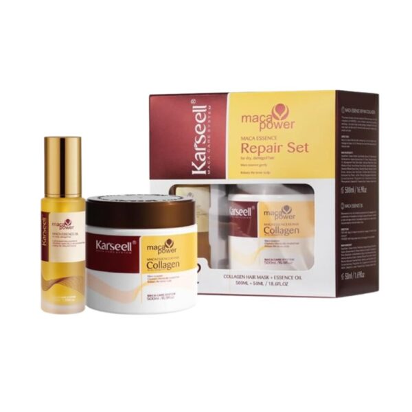 Karseell Conjunto de Reparação Capilar: Máscara e Óleo com Colágeno para Todos os Tipos de Cabelo (500ml + 50ml) - Imagen 2